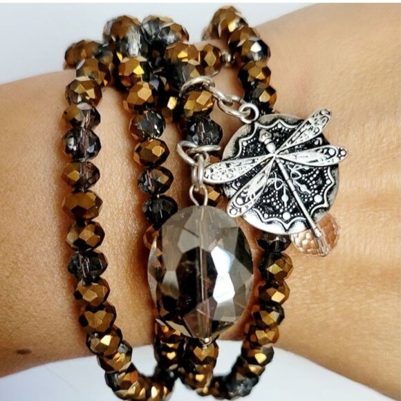 Katia Designs ALL IS WELL Dragonfly Wrap Bracelet Gold - Picture 1 of 8